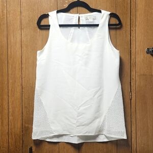Kenar XS white mesh sides tank top flowy silky feel  fabric
